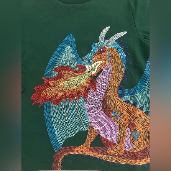 *New* Mini Boden Green Long Sleeve Superstitch Dragon T-Shirt Size 3-4 Years NWT - Picture 2 of 3